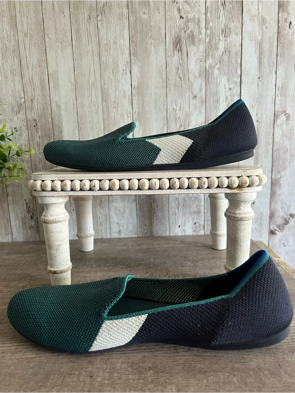 Rothy's Spruce Prep Coloblock Retired Pattern Lounge Loafer Womens Size 8.5